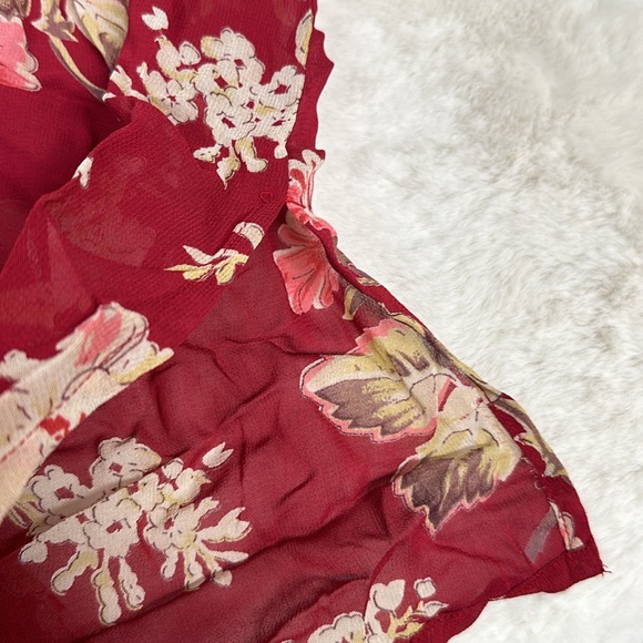 Avenue Sheer Floral Blouse button up Red size 22-24 women shirt sleeve NWT - Picture 7 of 11